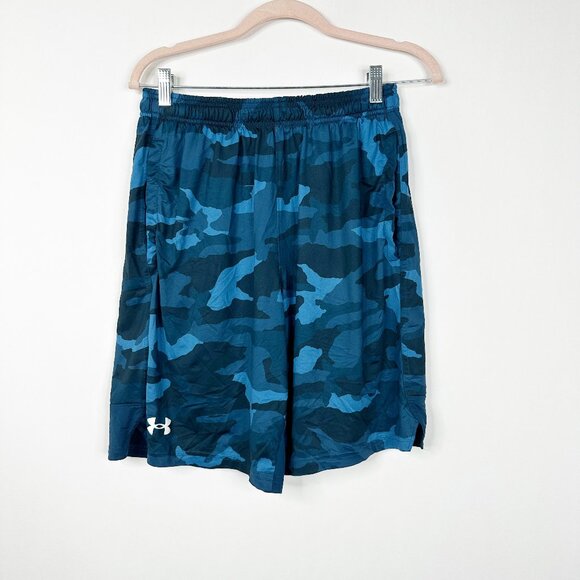 2/$30 Under Armour Stretch Train Camo Shorts High Rise Blue Medium #A0772 - Picture 6 of 12
